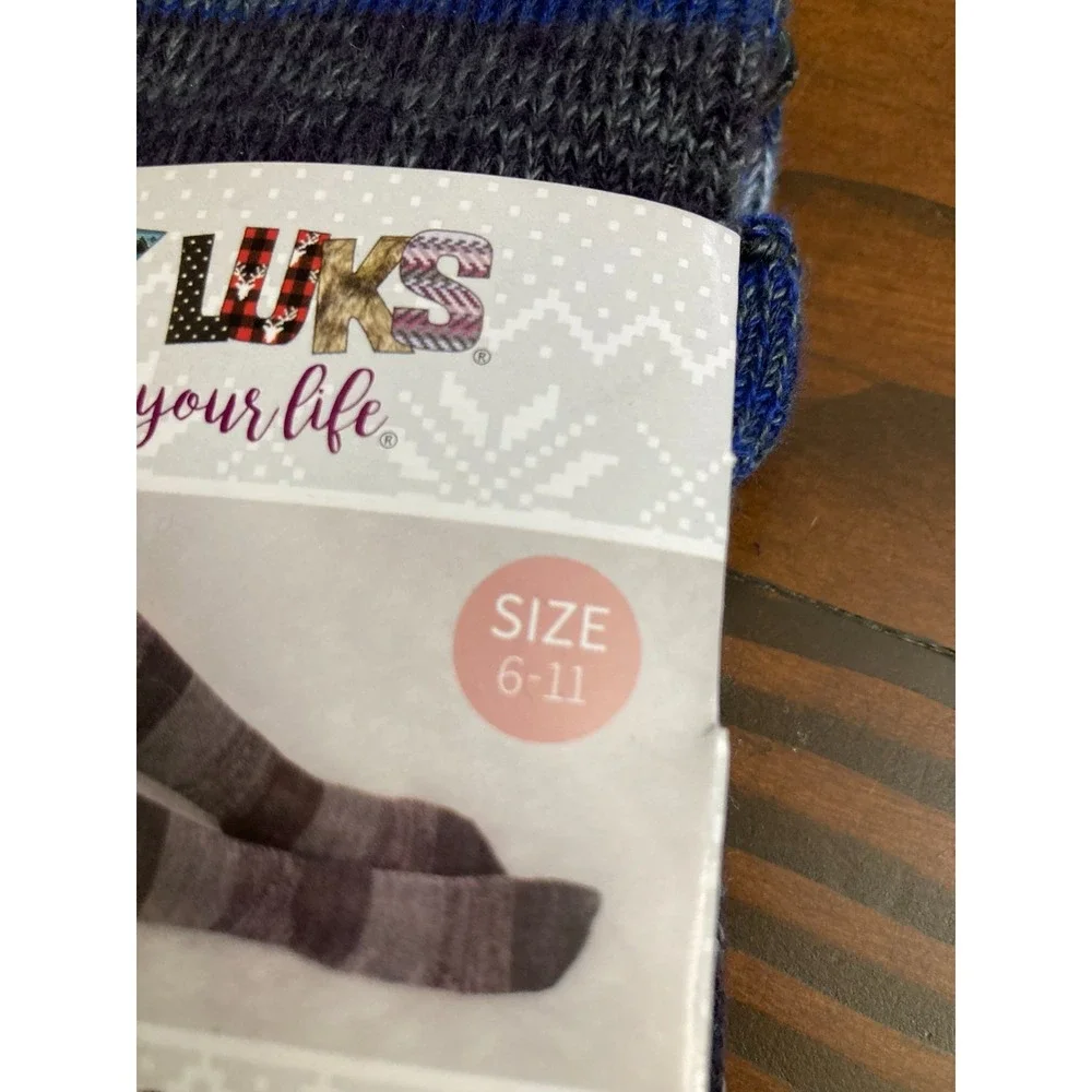 Muk Luks Women Over the Knee Sock Striped‎ Blue Size 6-11 Soft NIP
